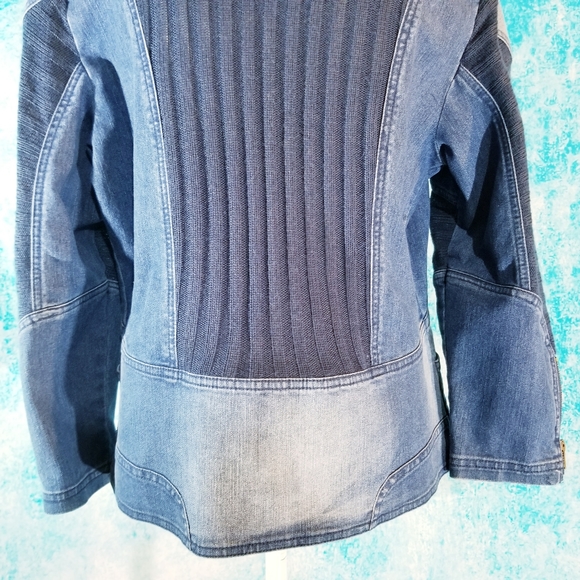 VTG Ombre Wash Moto Denim and Knit Jacket - Picture 12 of 16